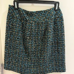 LOFT Tweed Skirt: Gold, Teal and Black